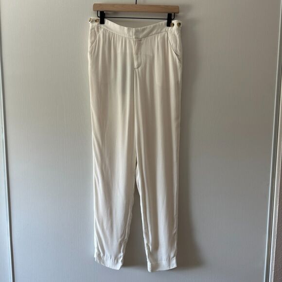 Helmut Lang‎ Silk Ivory White Cream Pants Trousers Size 4 - Picture 1 of 10